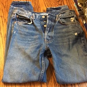 Grlfrnd distressed high rise blue jeans 28